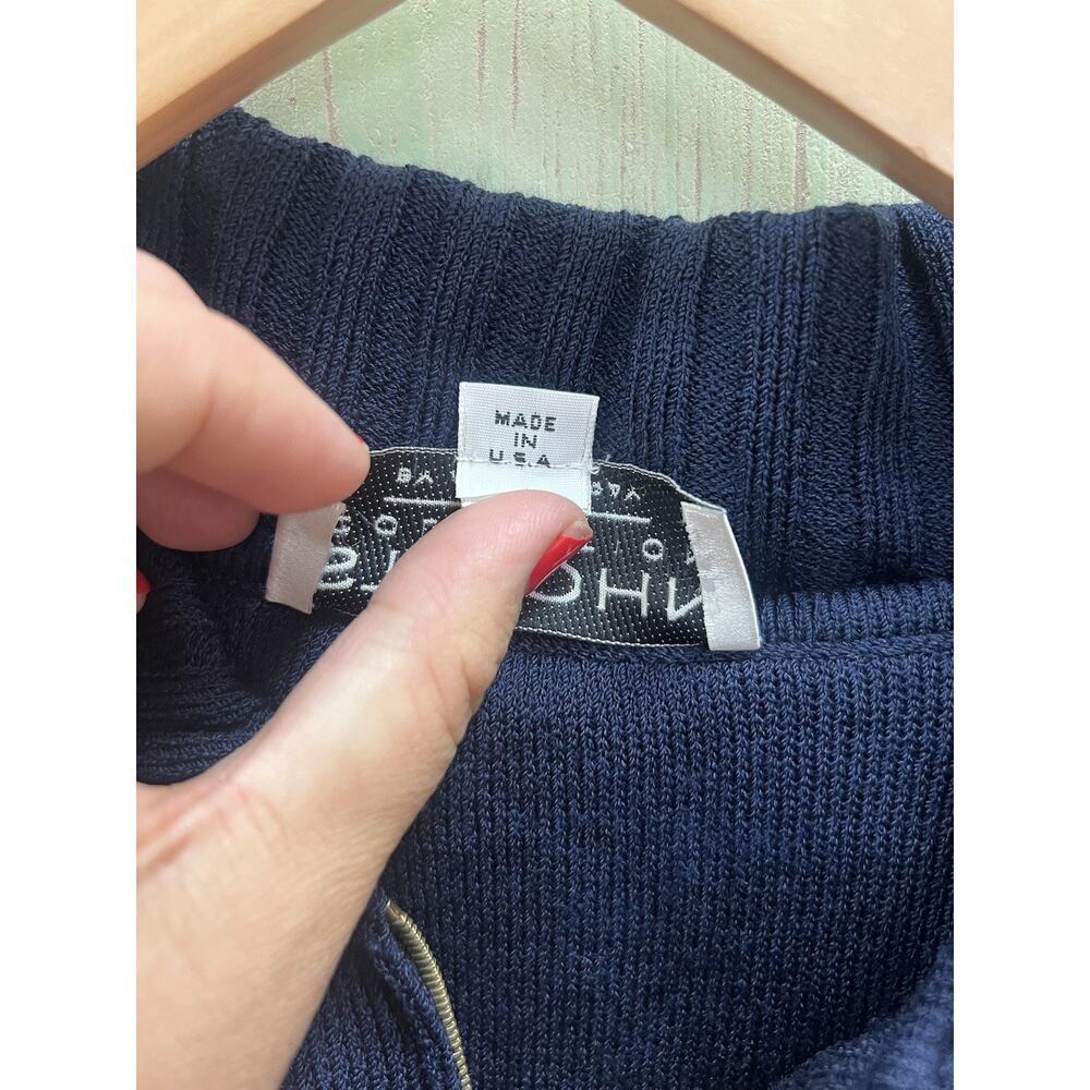 St John Wool Blue Santana Knit Zip Front Jacket Cardigan Size M Worn once - Picture 5 of 8